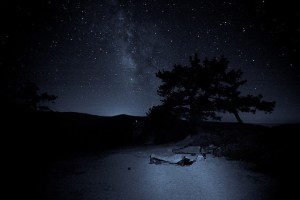 sleeping under stars